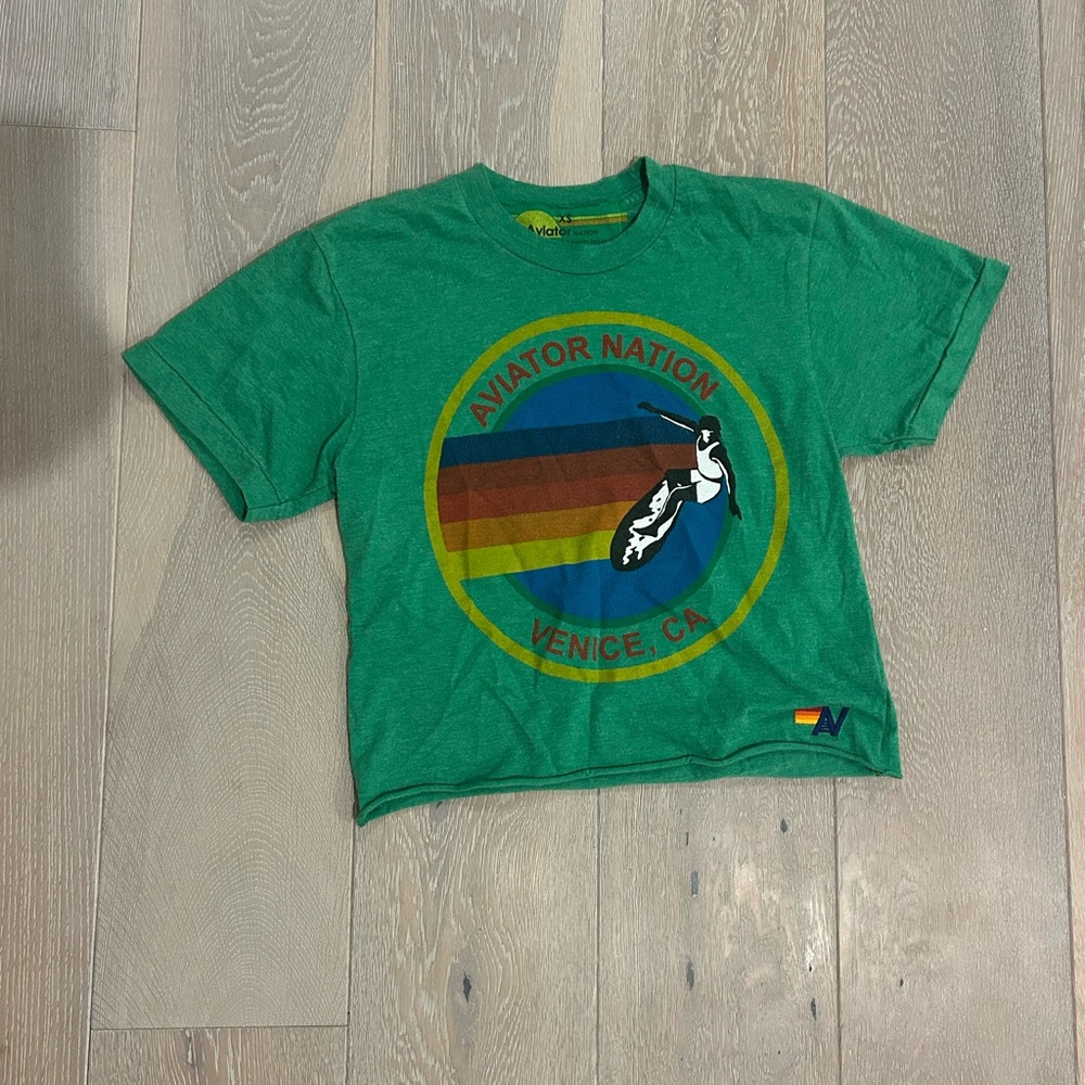 Aviator Nation Green Retro Graphic Tee